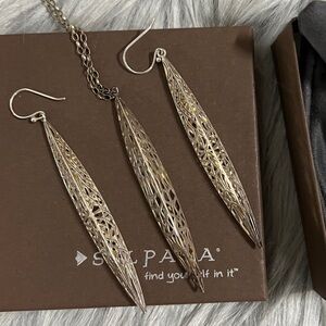 Silpada Intricate Silver Drop Earrings and necklace